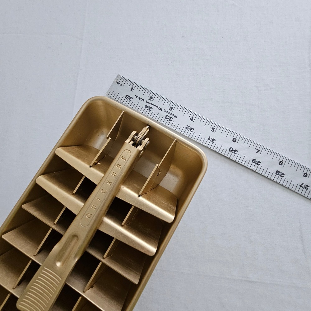 Vintage Frigidaire Quickube Aluminum Ice Cube Tray Gold Tone Lever Action Retro